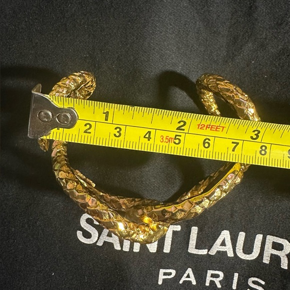 Rare Saint Laurent YSL engraved - Elegant Gold Wrap Around Snake Bracelet New - Picture 15 of 16